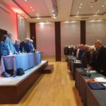 Les membres du bureau recueillis
